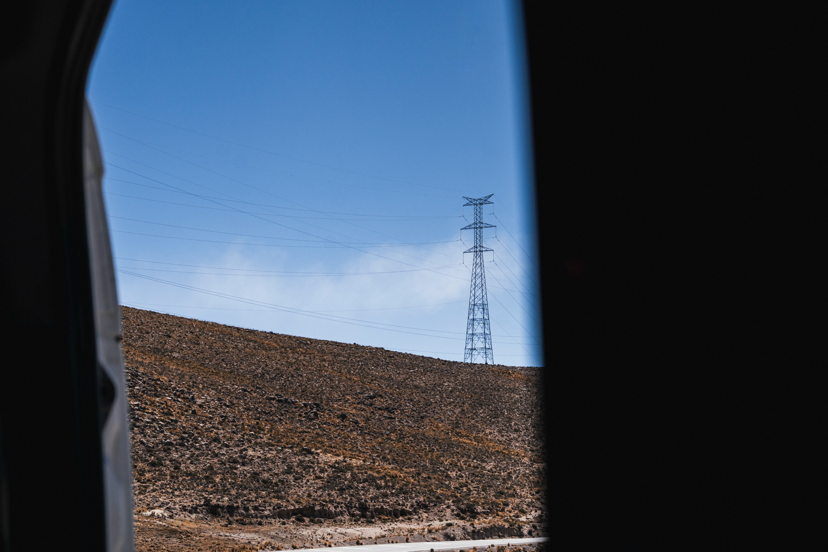 View of the highlands from a vehicle window