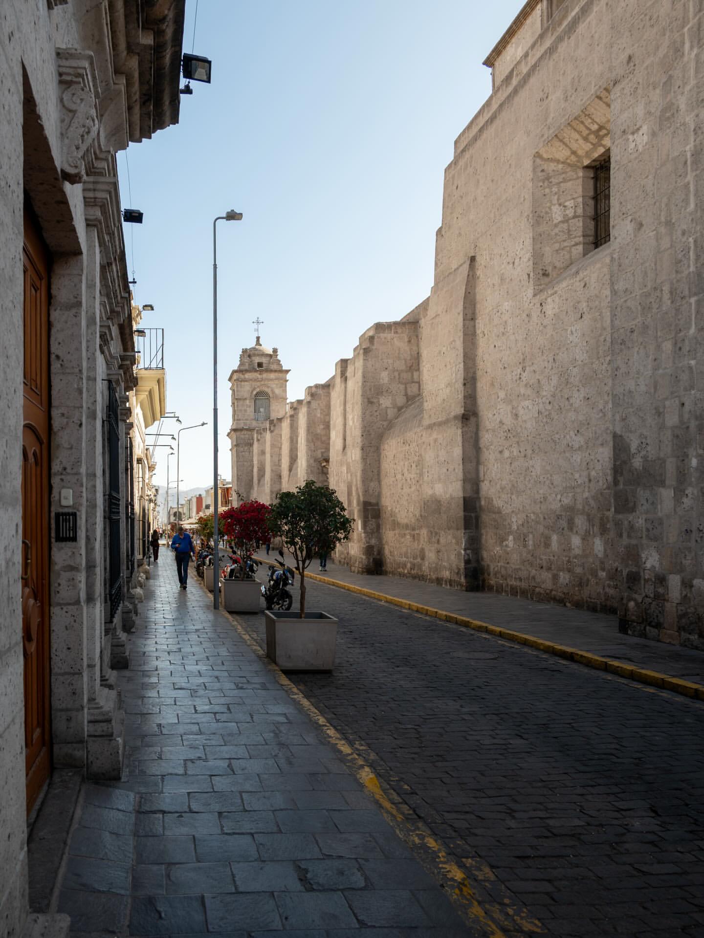 Historic volcanic stone street in central Arequipa